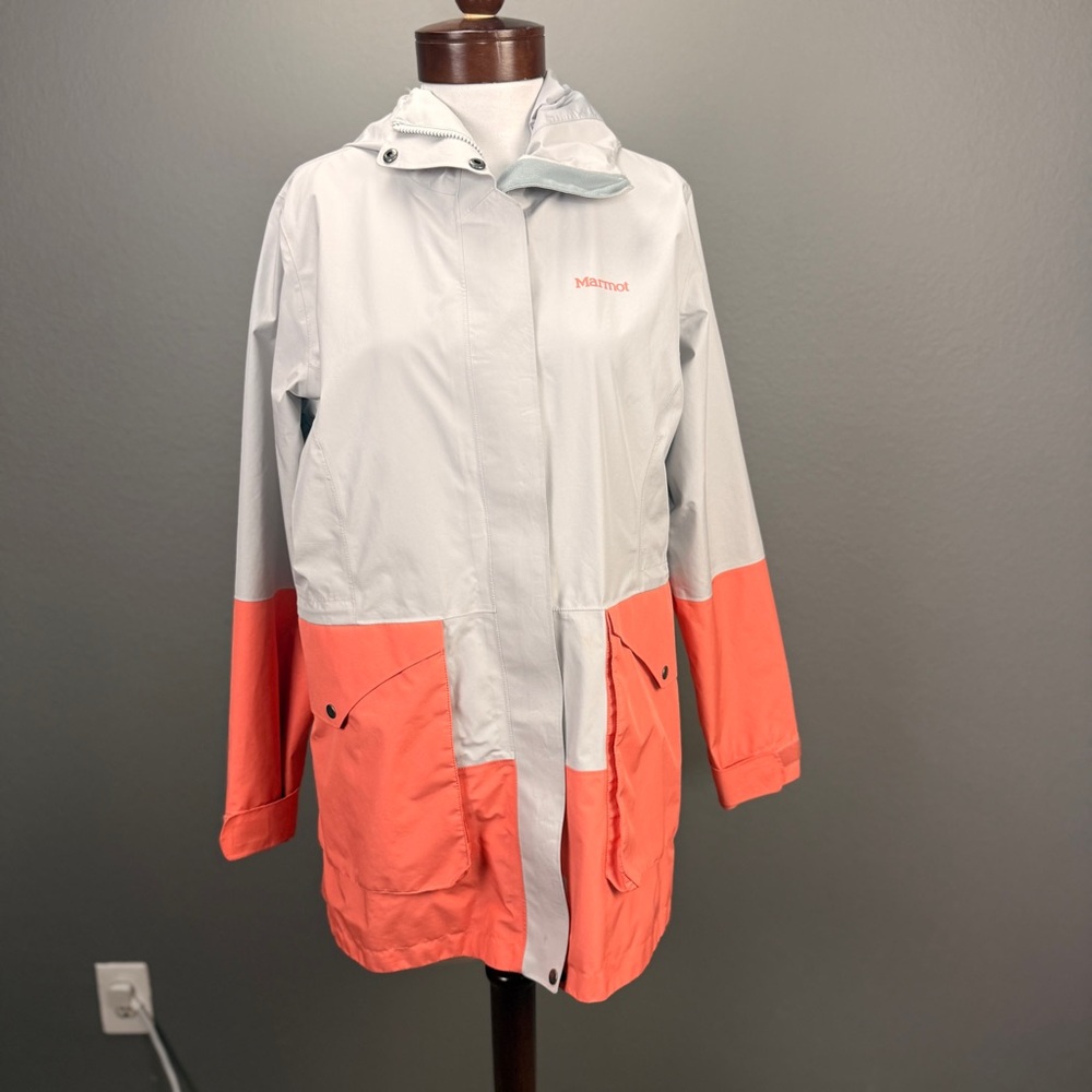 Marmot Women's Ski Jacket Rain Parka Gore Tex Sz M L Coral Gray Hiking Coat